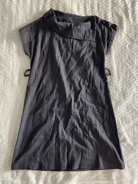 Unique Grey, Mod, Asymmetrical, Mini, Shift Dress